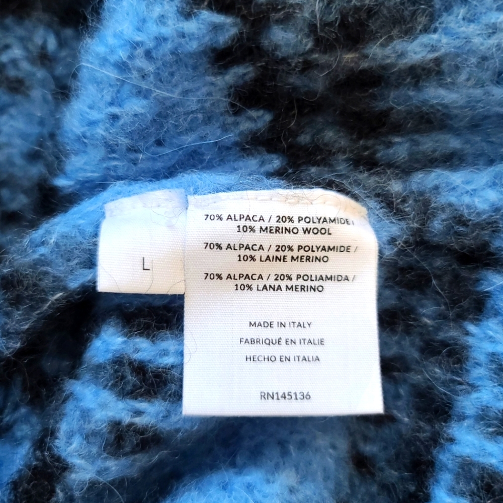 NAADAM Space Dye Alpaca Blue Puff Sleeves Cardigan - Picture 7 of 15